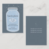 Blue Mason Jar & Fireflies Save the Date Visitekaartje (Voorkant / Achterkant)