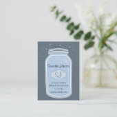 Blue Mason Jar & Fireflies Save the Date Visitekaartje (Staand voorkant)