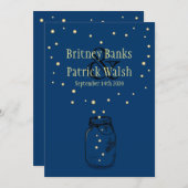 Blue Mason Jar Firefly Wedding Invitations Kaart (Voorkant / Achterkant)