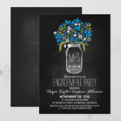 Blue Mason Jar krijtbord verlovingsfeest nodigt ui Kaart (Voorkant / Achterkant)