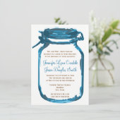 Blue Mason Jar Pays Mariage rustique Invitations (Debout devant)