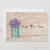 Blue Mason Jar Violets Save the Date (Voorkant)