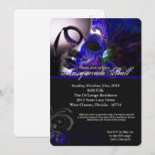 Blue Masquerade Ball Mask Costume Halloween Part Kaart (Voorkant / Achterkant)