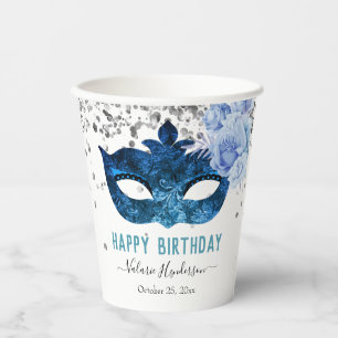 Blue Masquerade Birthday Party Papieren Bekers