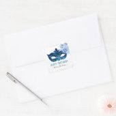 Blue Masquerade Birthday Party Vierkante Sticker (Envelop)