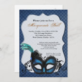 Blue Masquerade Mask Ball Costume Halloween Kaart (Voorkant / Achterkant)