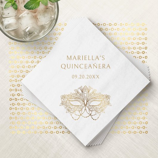 Blue Masquerade Mask Elegant Quinceanera Servet