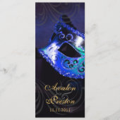 Blue Masquerade Programme de mariage Invitation (Devant)