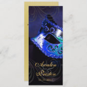 Blue Masquerade Programme de mariage Invitation (Devant / Derrière)