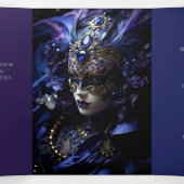 Blue Masquerade Sweet 16 Party Invitation (Intérieur au milieu)