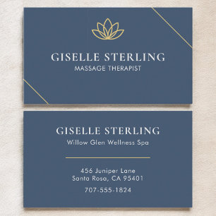 Blue Massage Therapist Minimalistische Lotus Visitekaartje