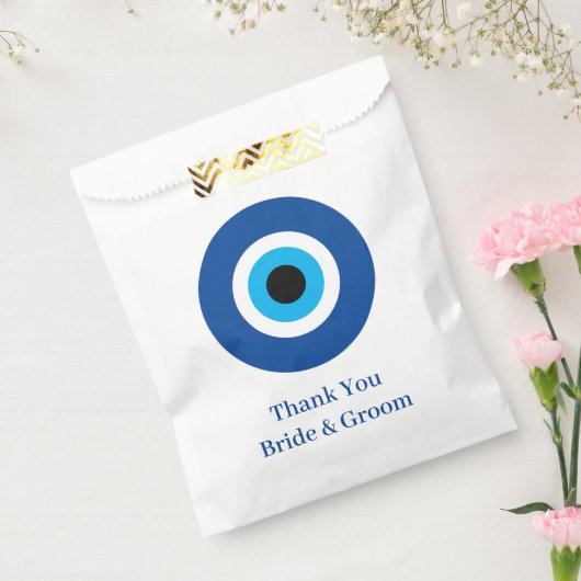 Blue Mati Evil Eye aangepaste bruiloft Favor Tasse Bedankzakje (Gezegeld)
