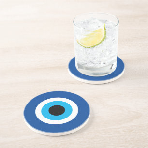 Blue Mati Evil Eye ronde zandsteen drink onderzett Zandsteen Onderzetter