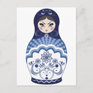 Blue Matryoshka Doll Briefkaart
