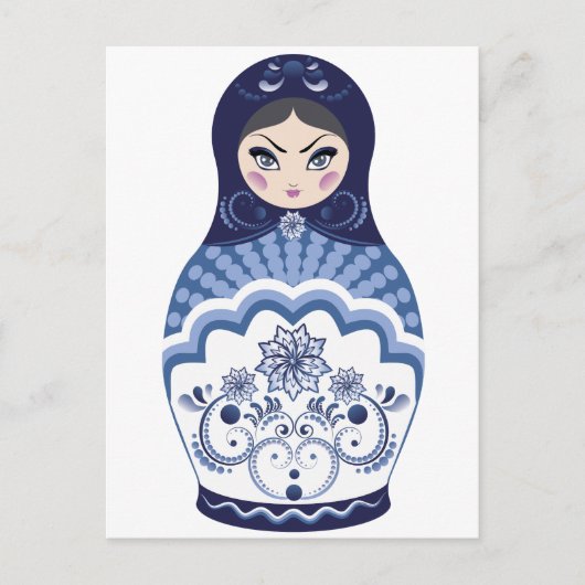 Blue Matryoshka Doll Briefkaart (Voorkant)