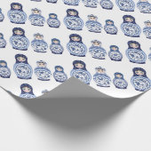 Blue Matryoshka Dolls Cadeaupapier (Hoek)
