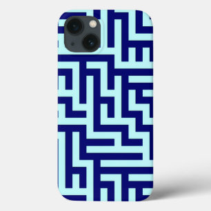 Blue Maze Art Patroon iPhone 13 Hoesje