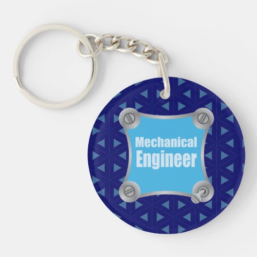 Blue Mechanical Engineer Sleutelhanger (Voorkant)