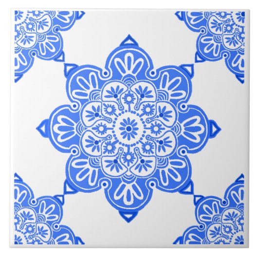 Blue Medallion Ceramic Tegel Tegeltje (Voorkant)