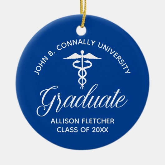 Blue Medical School Afstuderen Foto Kerst Keramisch Ornament (Voorkant)