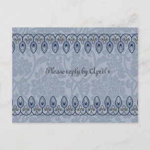 Blue Medieval Brocade RSVP Uitnodiging Briefkaart
