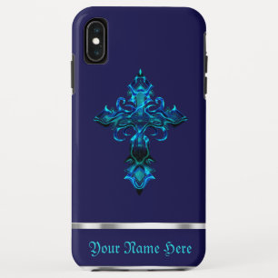 Blue Medieval Cross iPhone XS Max Hoesje