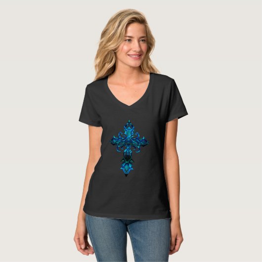 Blue Medieval Cross T-Shirt II (Voorkant volledig)