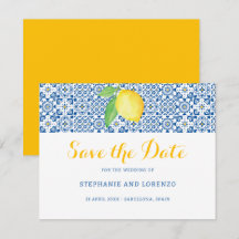 Blue Mediterrane Tegel Waterverf Lemon Wedding
