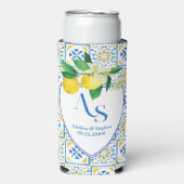 Blue Mediterrane Tegels Italië Crest Lemon Wedding (Seltzer Voorkant)