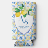 Blue Mediterrane Tegels Italië Crest Lemon Wedding (Achterkant)