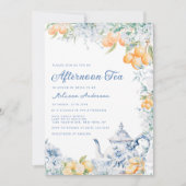 Blue Mediterranean Lemon Tea Party Vrijgezellenfee Kaart (Voorkant)