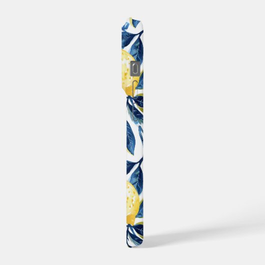 Blue Mediterranean Style Lemon Pattern iPhone Case (Côté gauche)