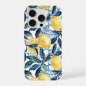 Blue Mediterranean Style Lemon Pattern iPhone Case (Verso)