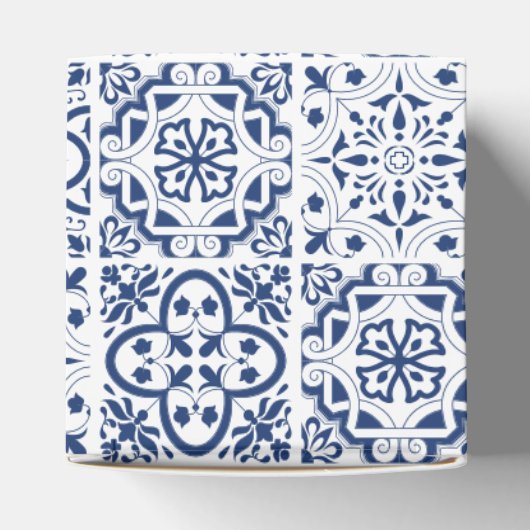 Blue Mediterranean Tegel Wedding Bedankdoosjes (Bovenkant)