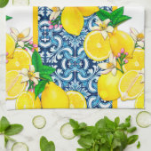 Blue Mediterranean Tegels & Citroen Theedoek (Gevouwen)