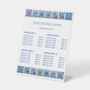 Blue Mediterranean Tegels prijslijst Reclamebord Met Voetstuk