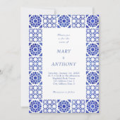 Blue Mediterranean Wedding Invitation Kaart (Voorkant)