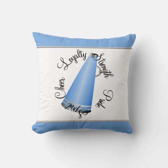 Blue Megaphone Cheerleader Creed Pillow Kussen (Voorkant)