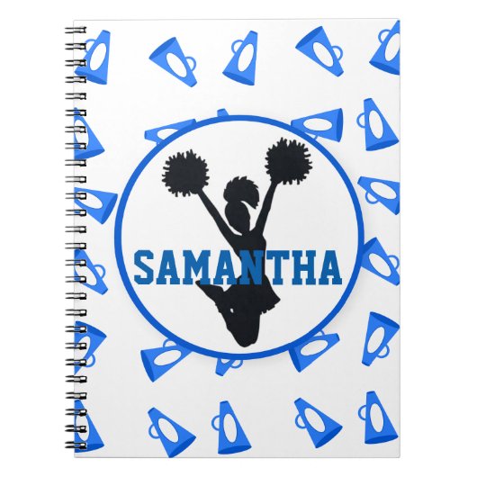 Blue Megaphones en Cheerleader Personalized Notitieboek (Voorkant)