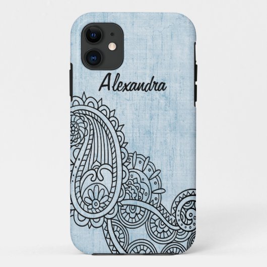 Blue Mehndi Motif BT iPhone 5 Coque (Dos)