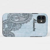 Blue Mehndi Motif BT iPhone 5 Coque (Dos (Horizontal))