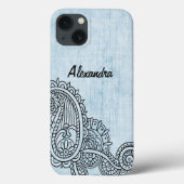 Blue Mehndi Motif Galaxy Note 4 Coque (Verso)