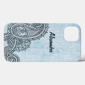 Blue Mehndi Motif Galaxy Note 4 Coque (Verso (horizontal))