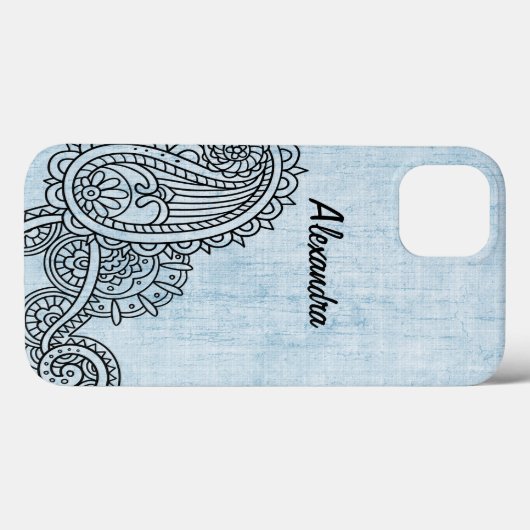 Blue Mehndi Motif Galaxy Note 4 Coque (Verso (horizontal))