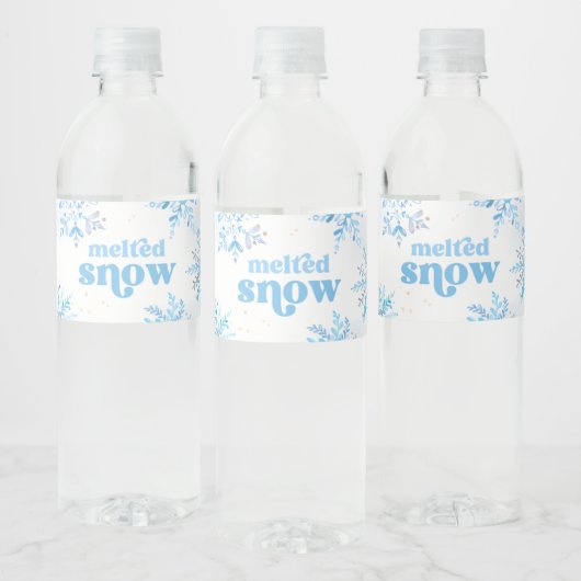 Blue Melted Snow Water Bottle Labels Waterfles Etiket (Flessen)