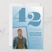 Blue Men Photo dégradé 42e anniversaire invitation (Devant)