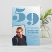 Blue Men Photo dégradé 59e anniversaire invitation (Debout devant)