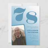 Blue Men Photo dégradé 78e anniversaire invitation (Devant)