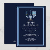 Blue Menorah Hanukkah Celebration Invitation Kaart (Voorkant / Achterkant)
