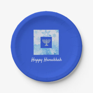  Blue Menorah Hanukkah Papieren Bordje